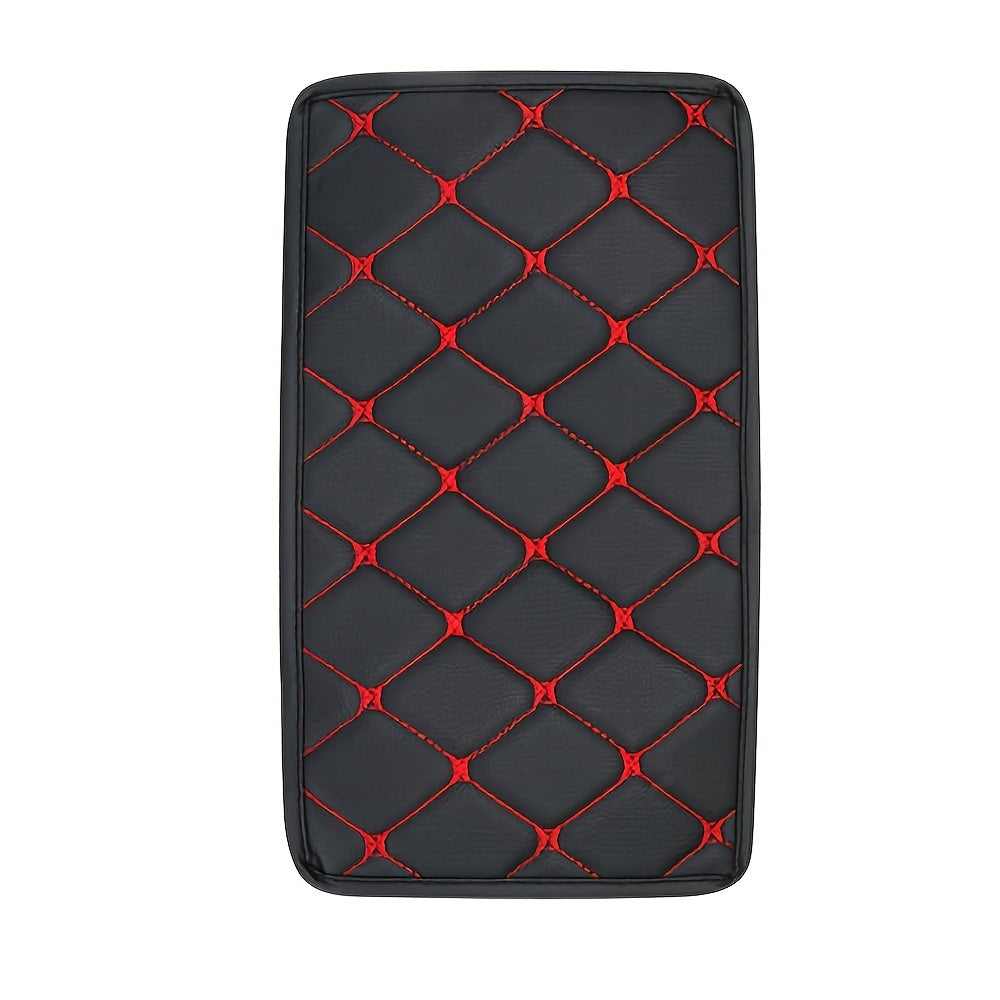 Car Armrest Cushion Leather Diamond Stitching Brown Center Console Cover Protector