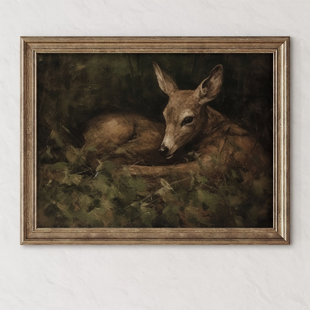 Pintura en óleo vintage de bosque en lienzo para sala de estar o dormitorio 29,97x39,88 cm