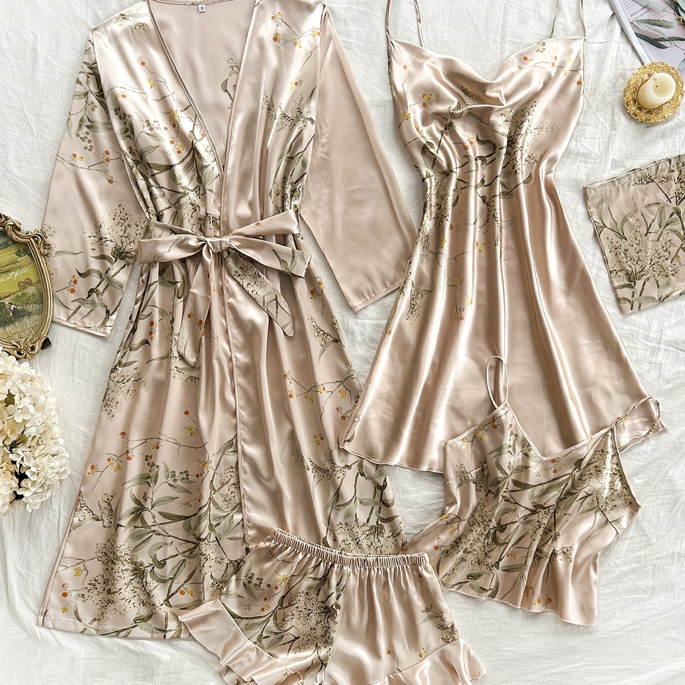 Juego de 5 camisones y conjuntos de pijama para mujer transpirables con estampado