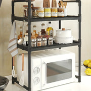 Estante organizador de cocina ajustable de 3 niveles, plástico y metal, para almacenamiento en encimera de horno microondas