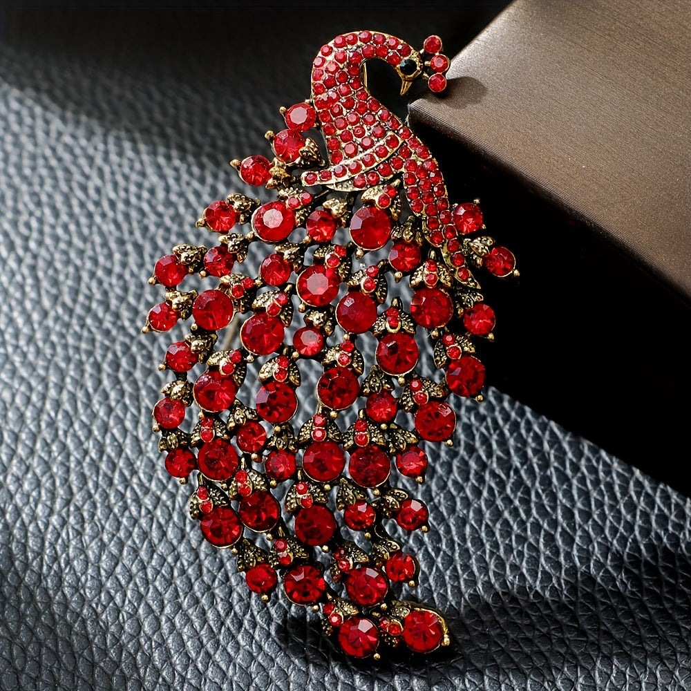 Men's Vintage Peacock Brooch Rhinestones Zinc Alloy Jewelry