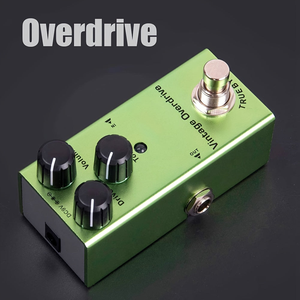 Vintage Green Aluminum Alloy Overdrive Guitar Effects Pedal with True Bypass