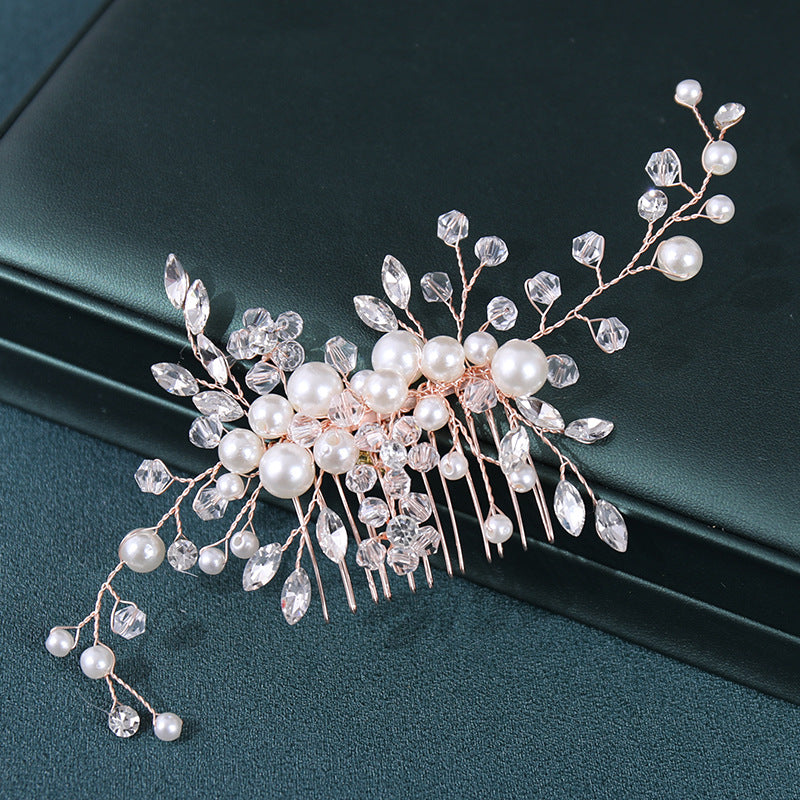 Silvery Hair Comb with Faux Pearls and Rhinestones for Wedding Bridal Hair Accessories