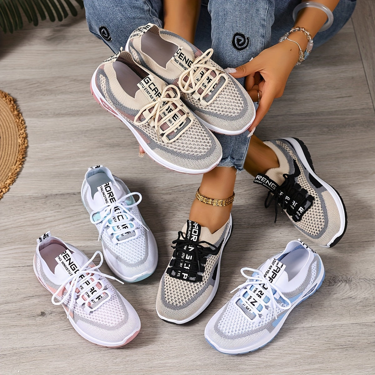 Women's White Casual Sneakers Lightweight Soft Sole Plus Size Anti-Slip Shoes
