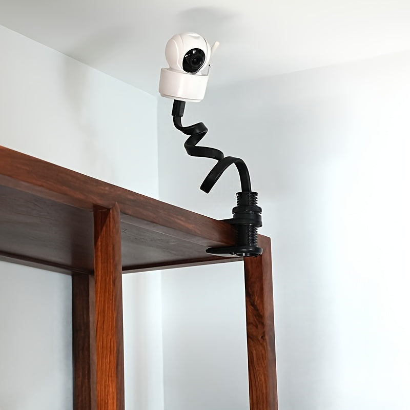 Cylindrical Camera Mount Bracket for Desktop Monitoring with Removable Bottom Clip