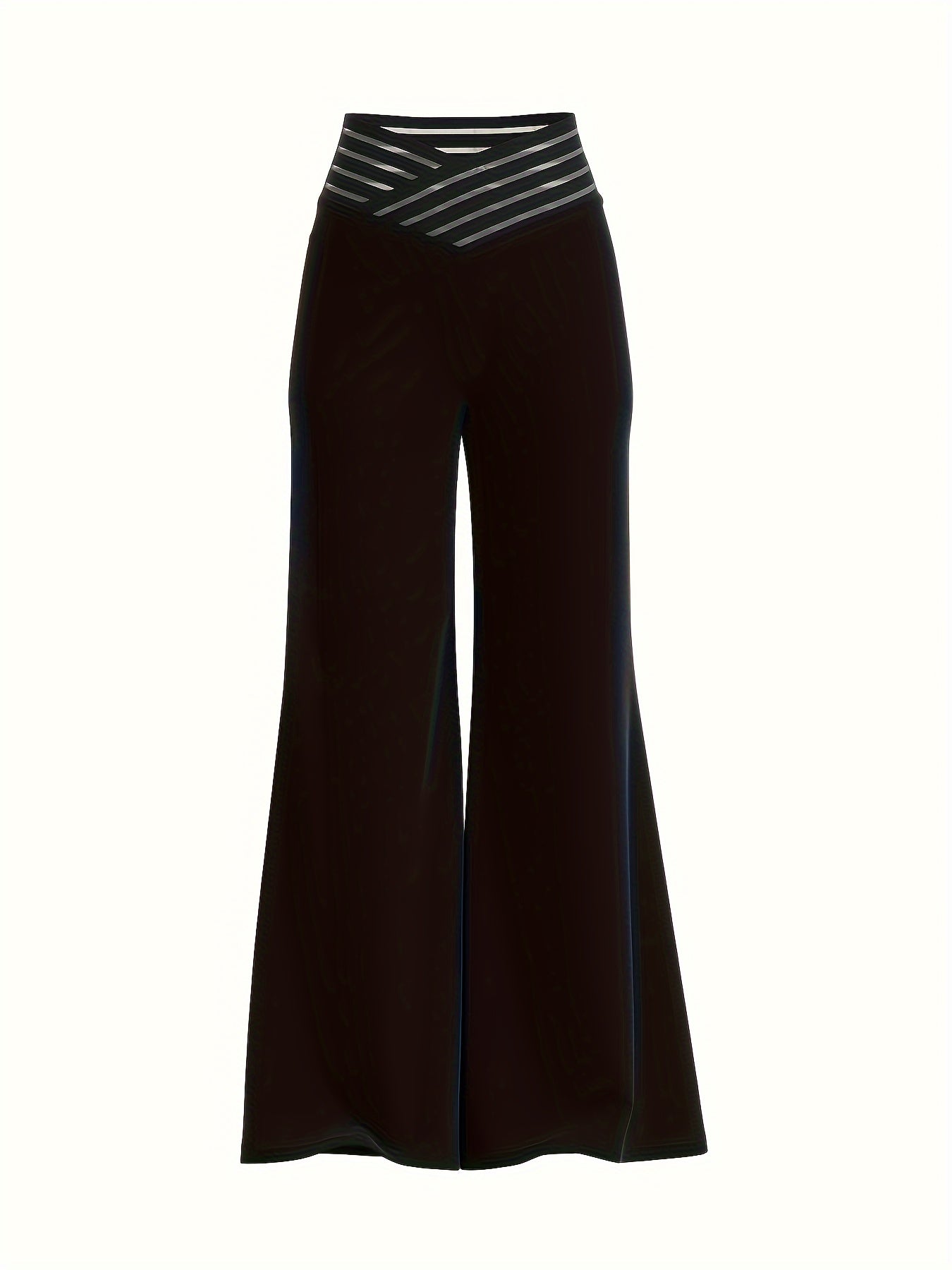 Women's High-Waist Mesh Patchwork Pants with Cross Detail and Elastic Waist