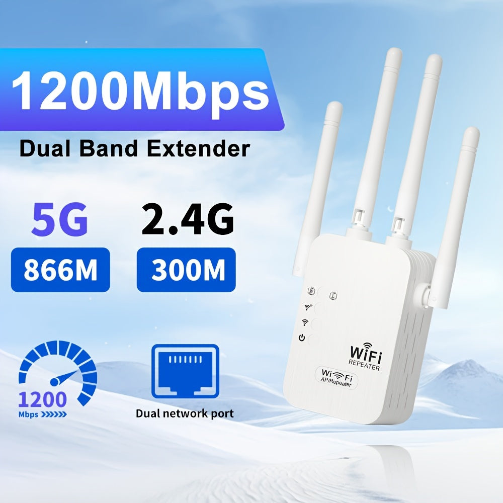 WiFi Extender 2.4G with 4 Antennas Ethernet Port Home Office Cafe Signal Booster