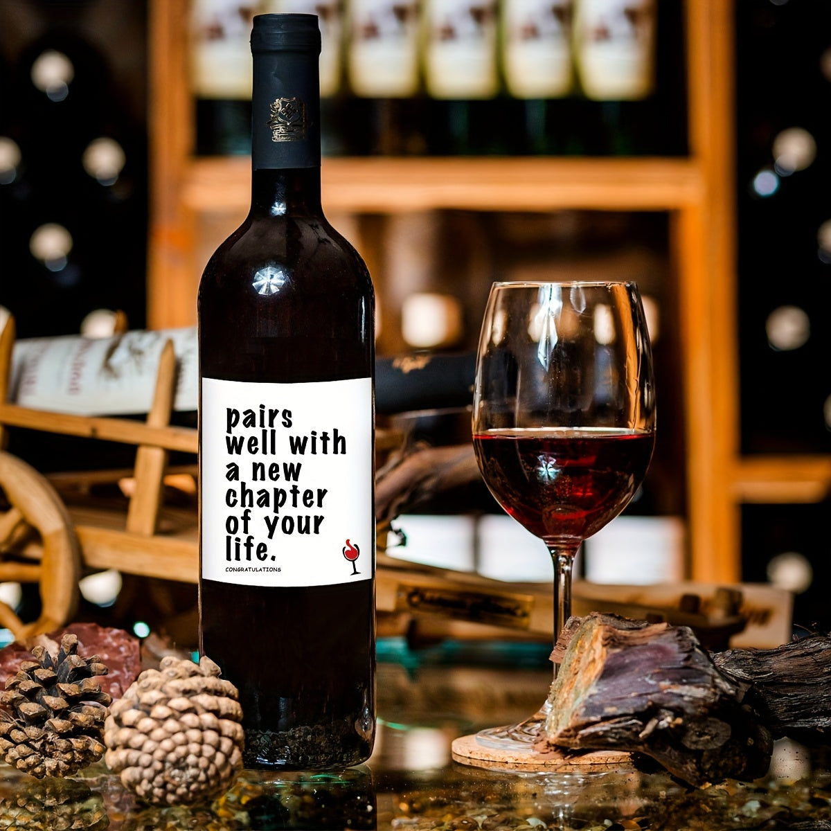 Set of 4 Black and White Wine Labels for Celebrations and Gifts