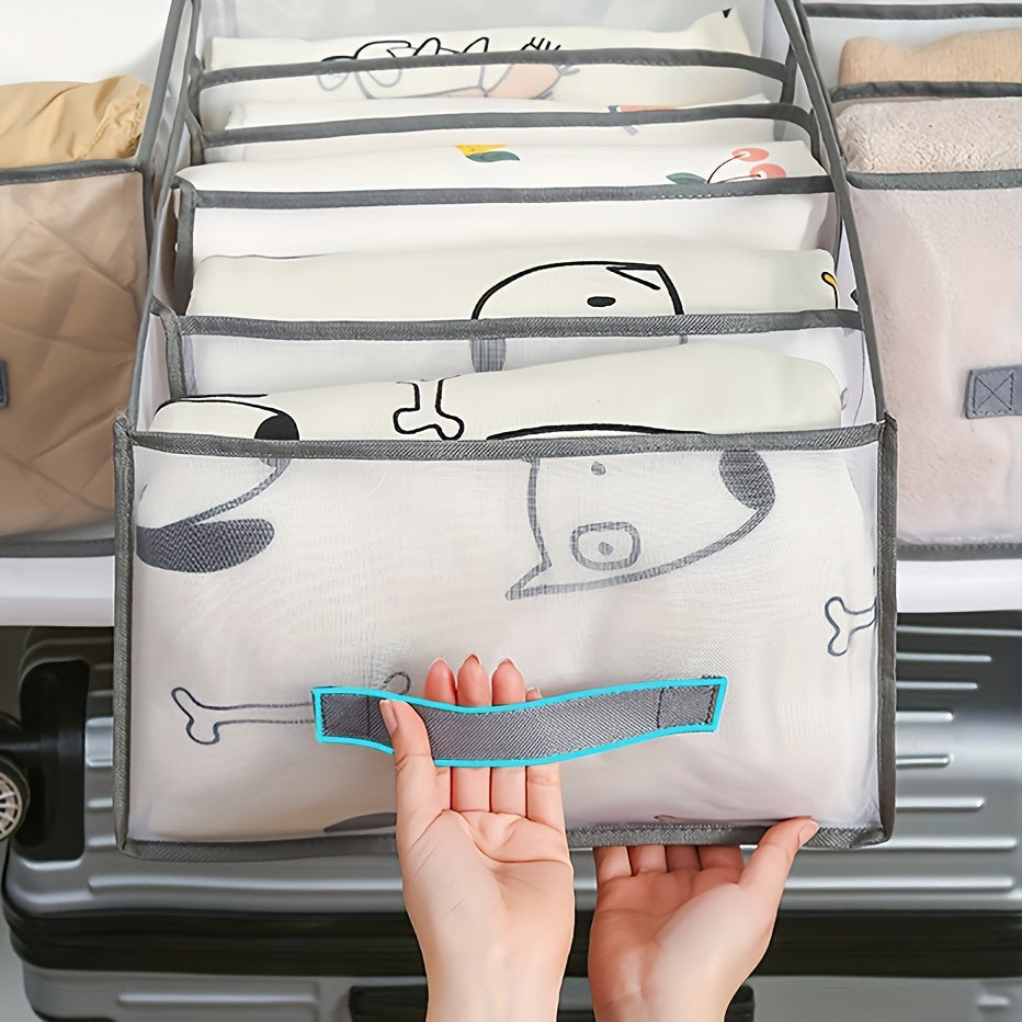 Foldable Mesh Clothes Storage Box with Lid for Closet Organization