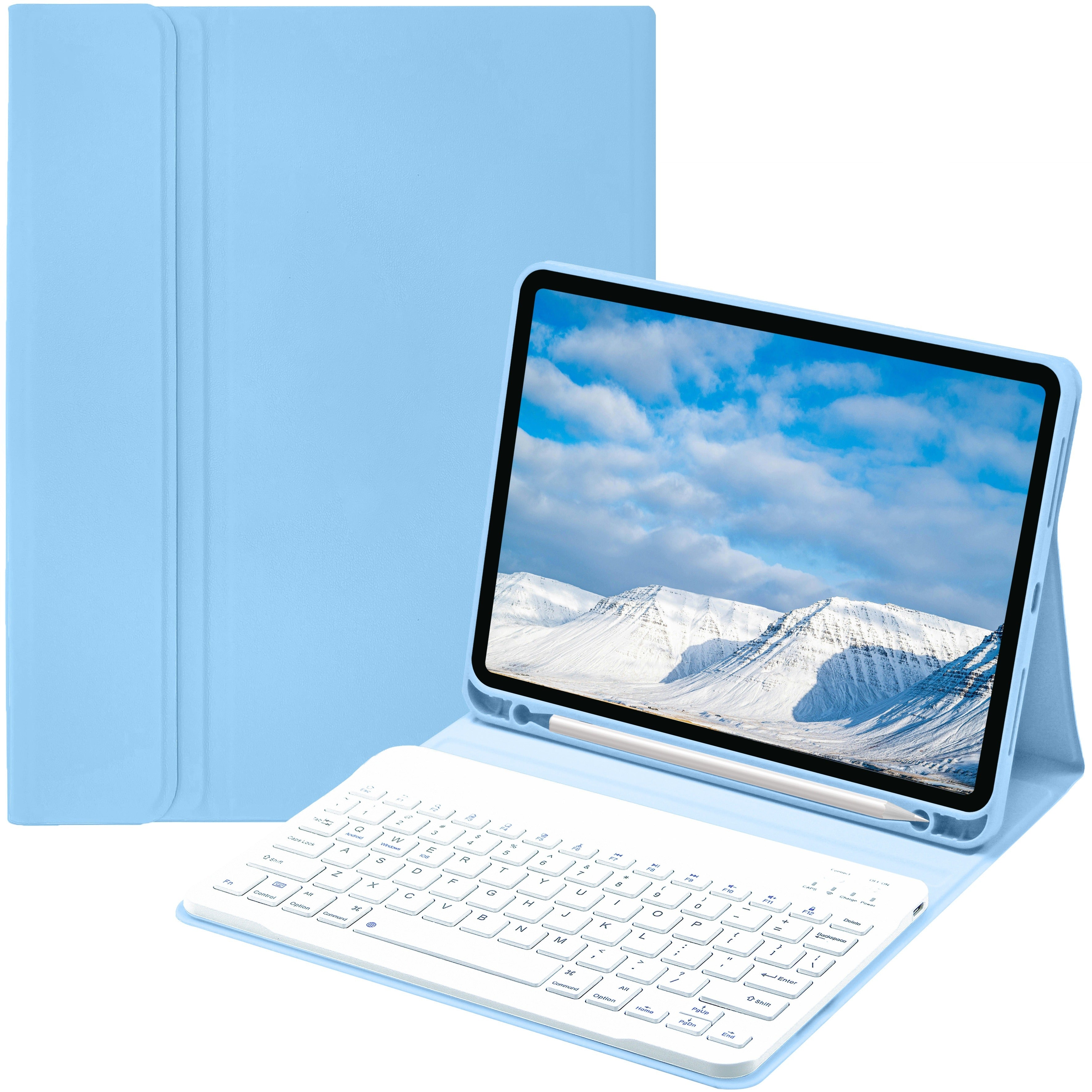 Funda con teclado para iPad Air 1-5, 5ª-10ª generación, Pro 11/12.9 pulgadas con teclado inalámbrico desmontable y soporte para lápiz