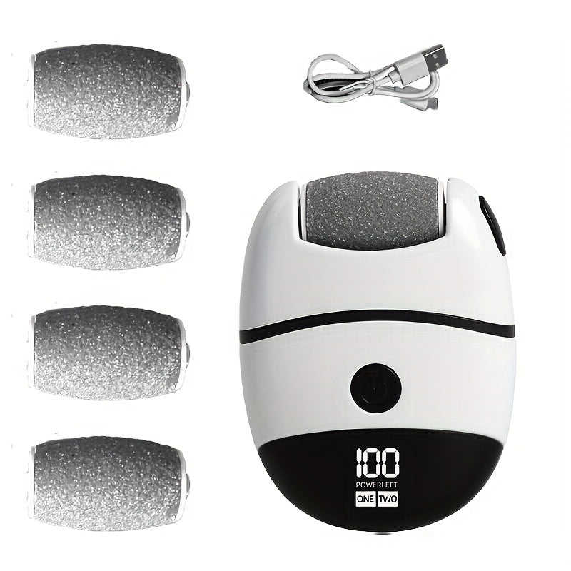 Electric Foot File Set with Digital Display Rechargeable Pedicure Tool for Dead Skin Removal and Callus Care
