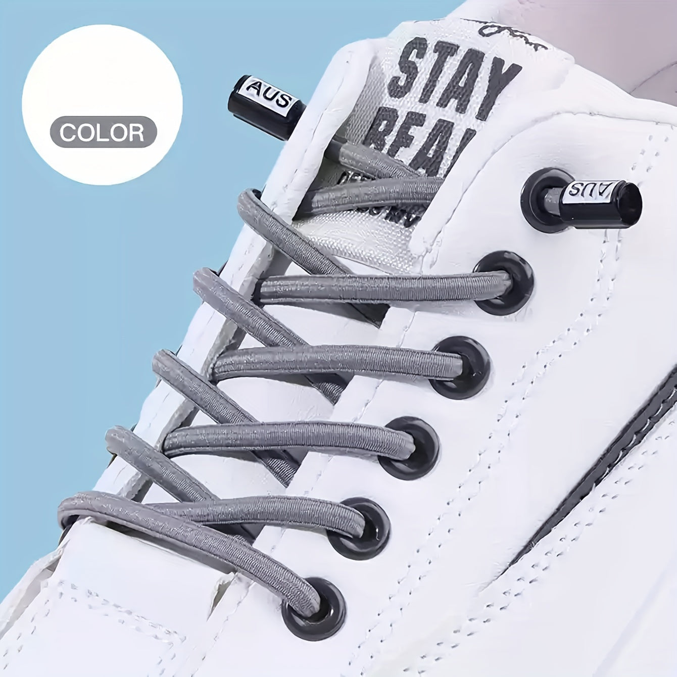 Unisex Elastic No-Tie Shoelaces with Safety Buckle Multicolor Durable Knit