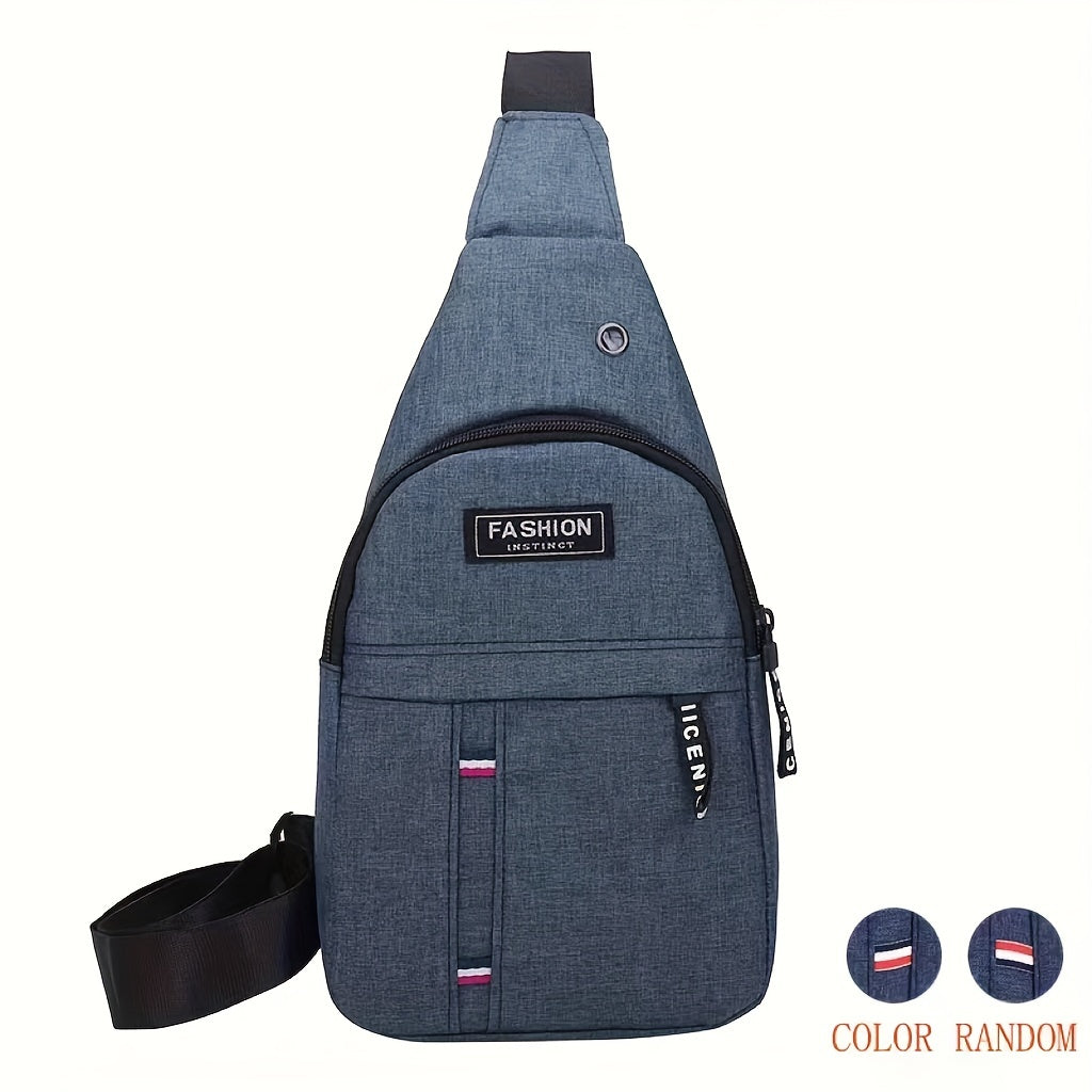 Men's Black Oxford Sling Bag with Adjustable Strap and Multiple Compartments