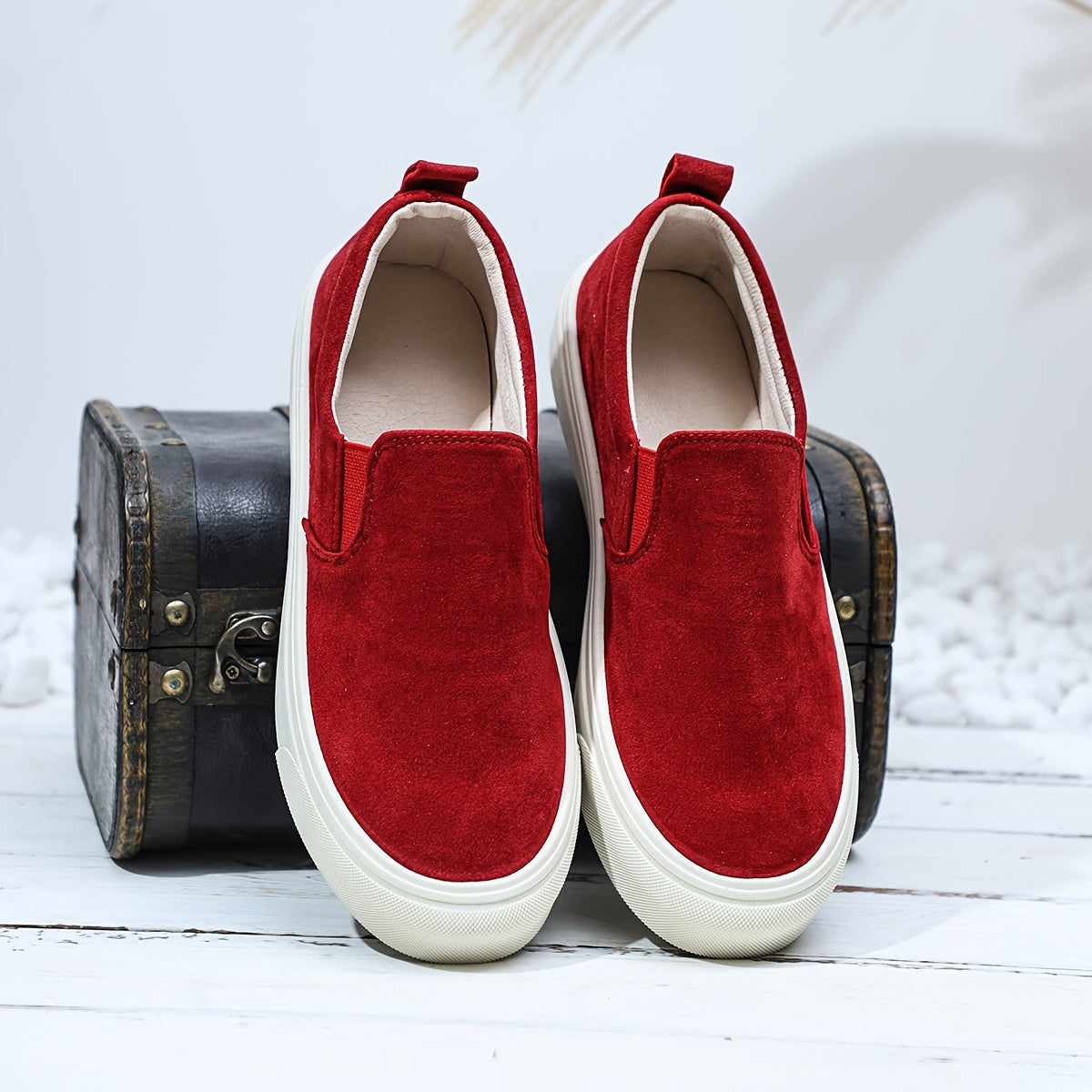 Women's Slip-On Loafers Breathable Flannel Upper Casual All-Season Shoes