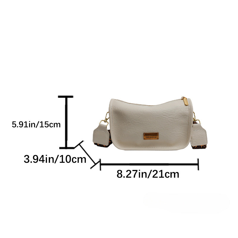 Ayollar uchun yelka sumkasi, sozlanadigan leopard bosma strap, zip yopilishi, chekka bo'yoq detallari