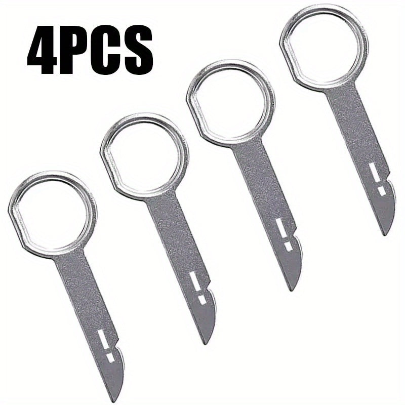 4Pcs Stainless Steel Car Radio Removal Tool Set Stereo Key Extractor Auto Repair