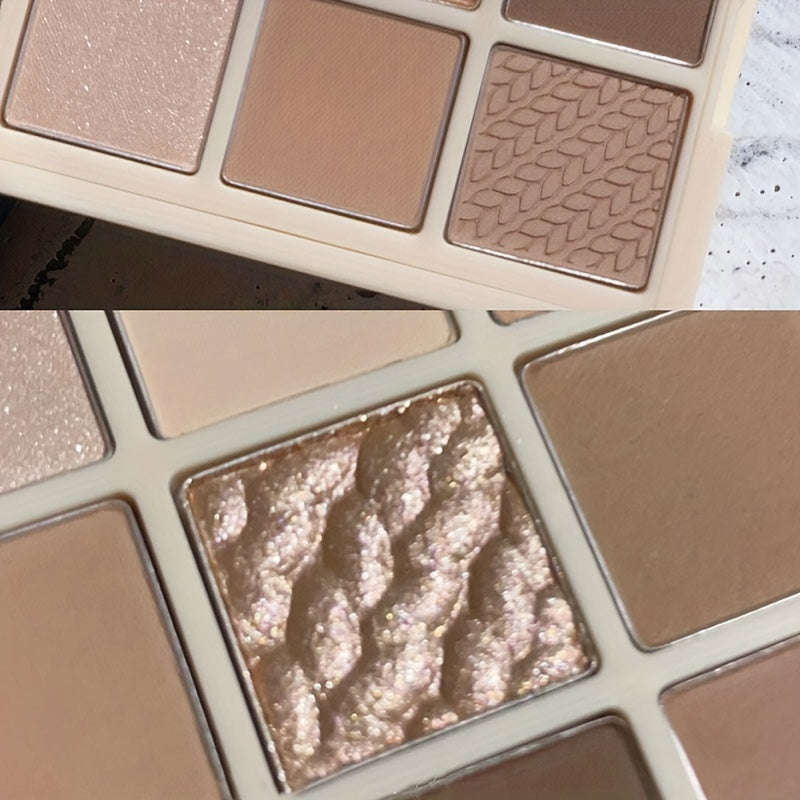 Paleta de sombras de ojos para mujer, 9 colores, glitter, mate, ahumado, nude, marrón, maquillaje