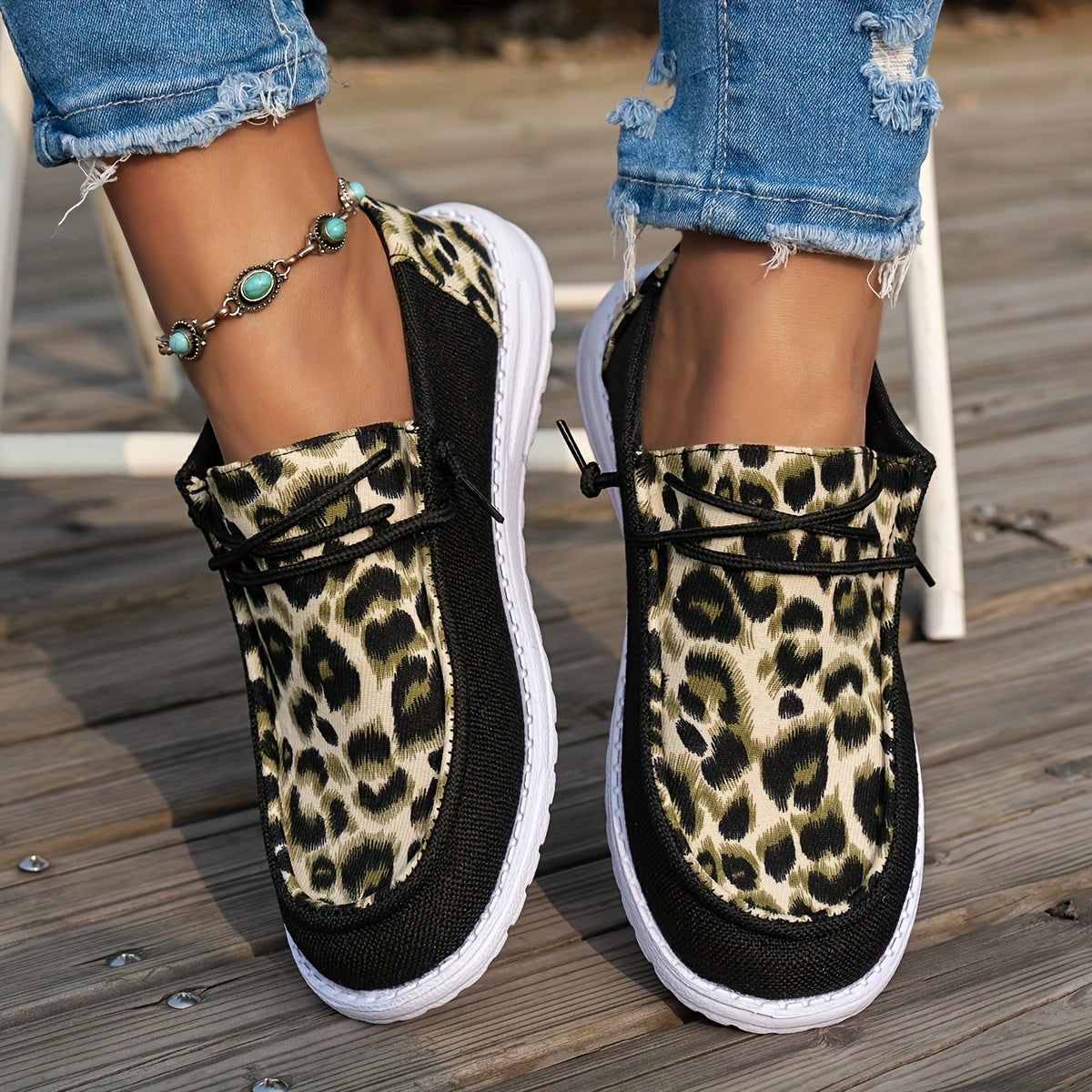 Women's Loafers Casual All-Season Slip-On Flats with Elastic Laces