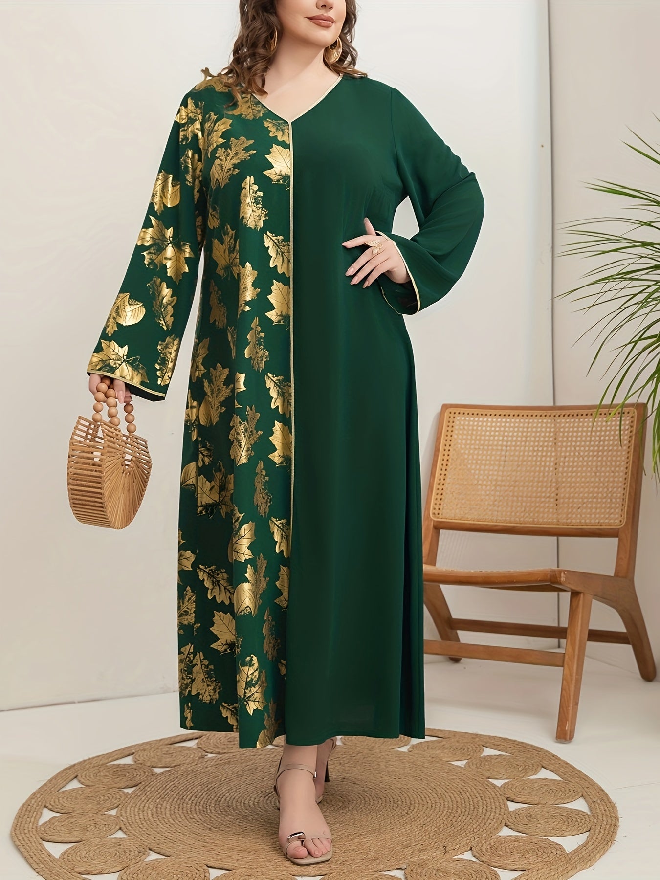 Women's V-Neck Tunic Dress Polyester All-Season Woven Slight Stretch