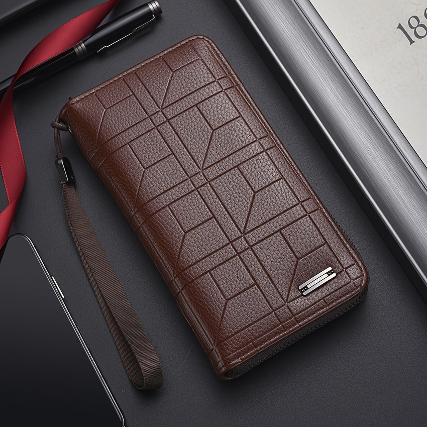 Мужской черный кошелек из искусственной кожи с большой вместимостью, держатель для нескольких карт и дизайном с буквами