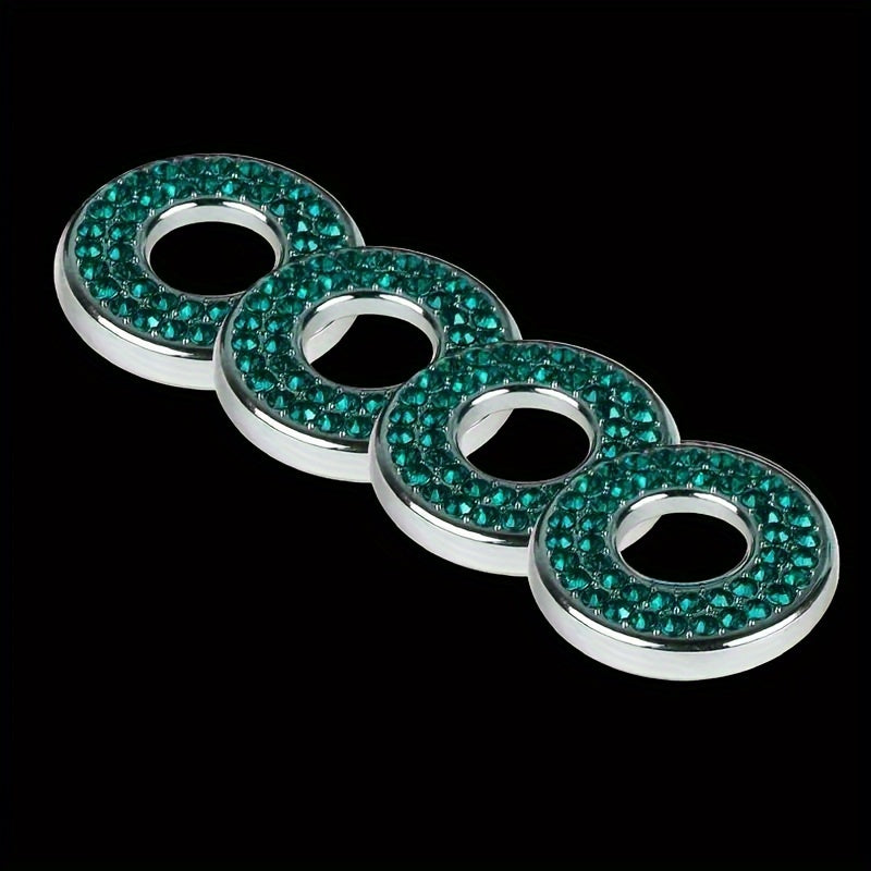 4-to'plam Rhinestone Avtomobil eshigi tutqichining bolt qopqog'i Yaltiraydigan metall avtomobil ichki aksessuari