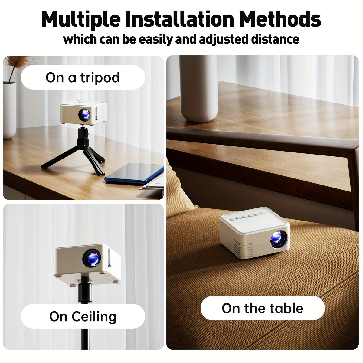 Portable Home Theater Projector 1080P LED Bluetooth Compatible for Movies