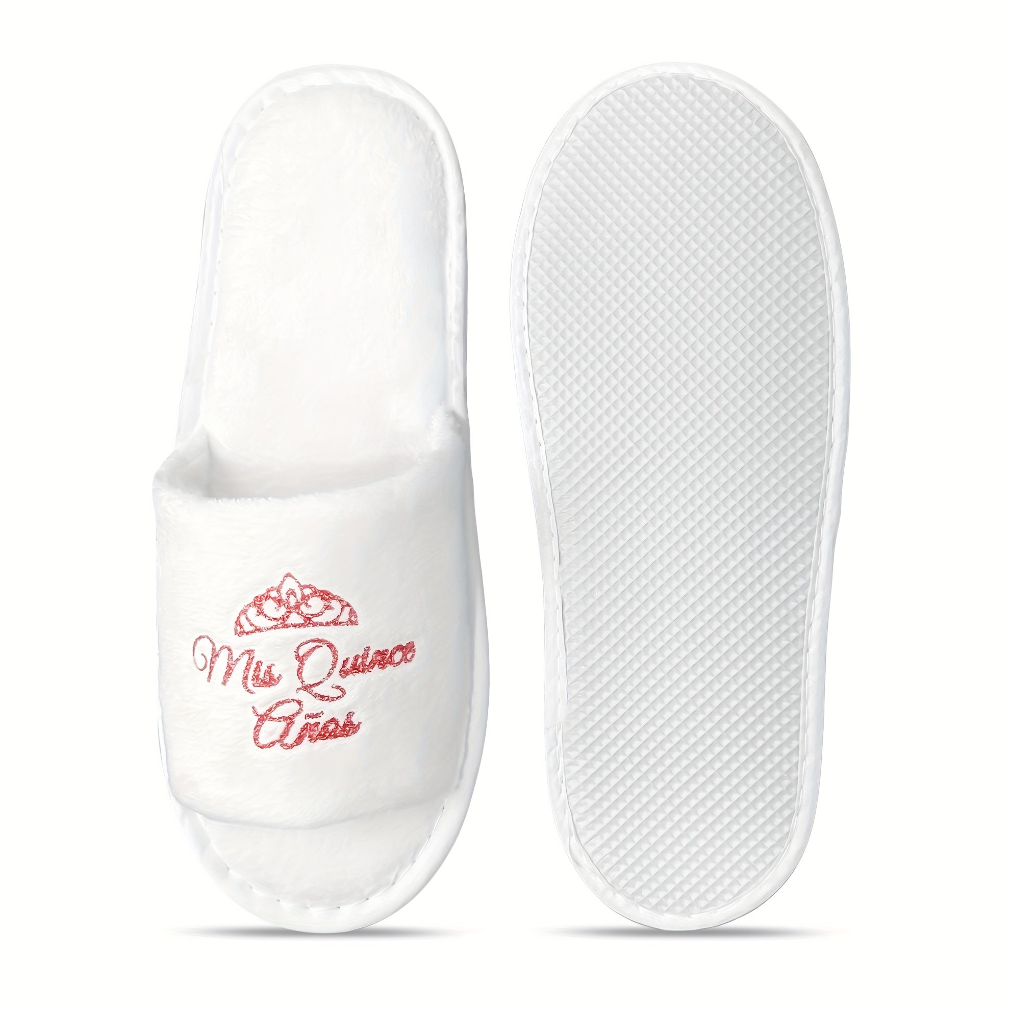 Girls Quinceanera Glitter Gold Slippers Open Toe Indoor Shoes