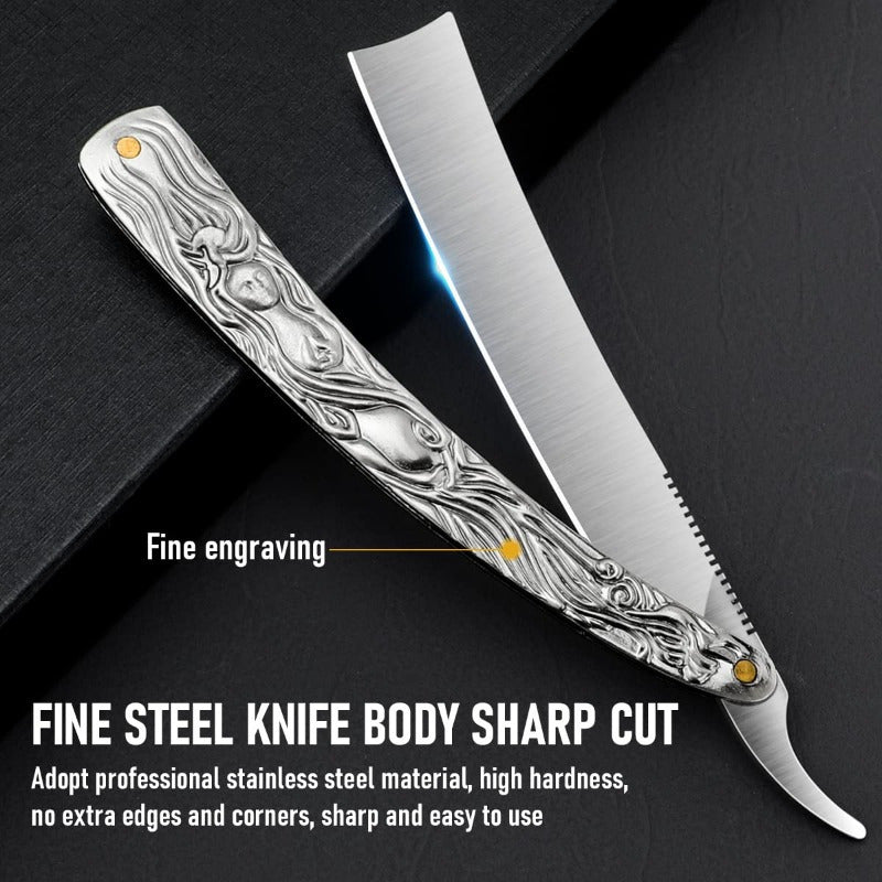Men Stainless Steel Straight Edge Razor for Home and Salon Use