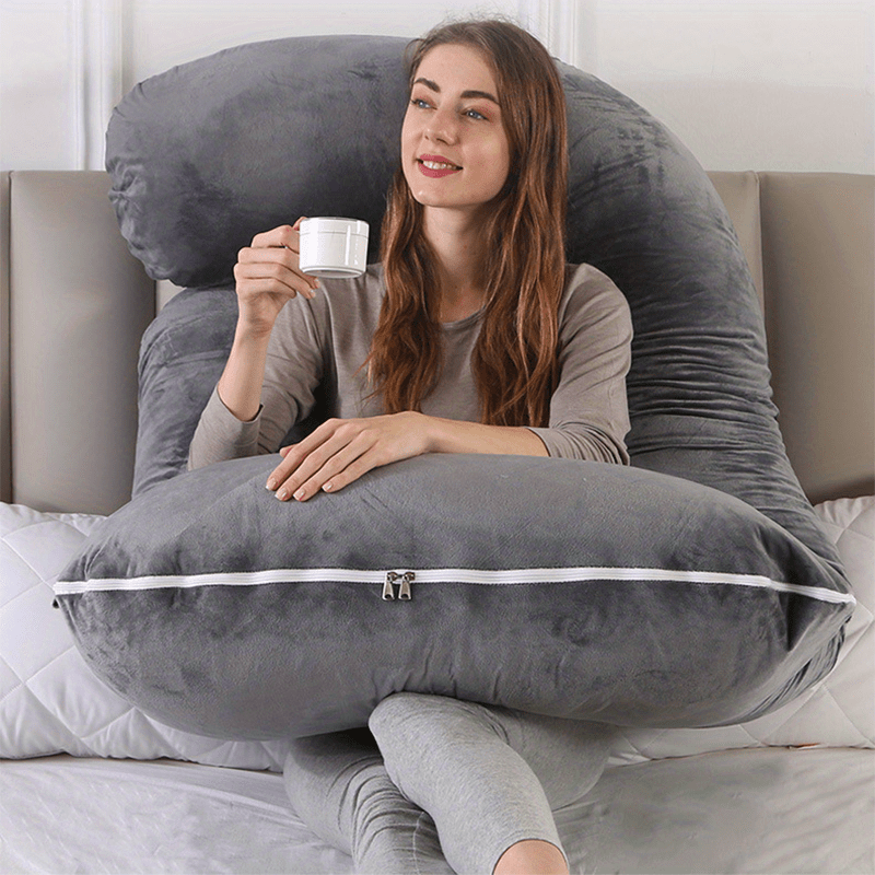Pregnancy Pillow J-Shaped Support Cushion for Comfortable Sleep and Gift