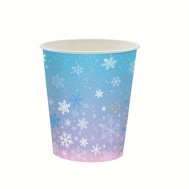 Winter Wonderland Party Supplies Set Blue Purple Snowflake Tableware Kit 68 Pieces
