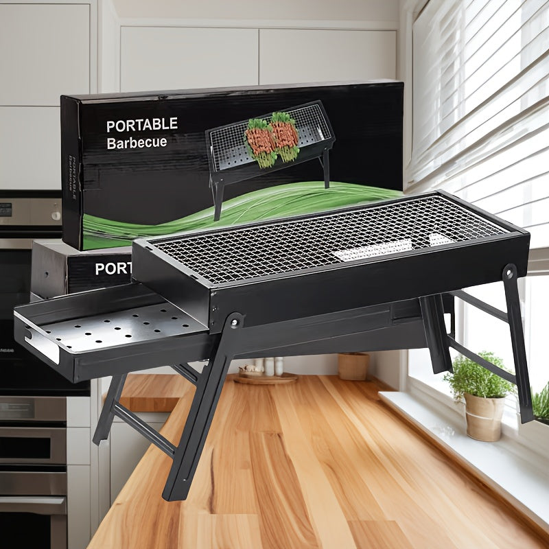 Sayohat va tashqarida ovqat pishirish uchun portativ zanglamaydigan po'latdan yasalgan BBQ gril