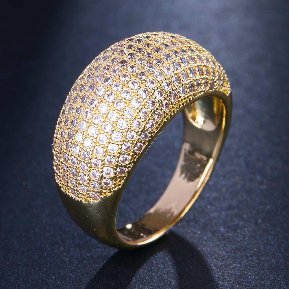 Women's Gold Plated Synthetic Zirconia Ring Light Luxury Elegant Jewelry