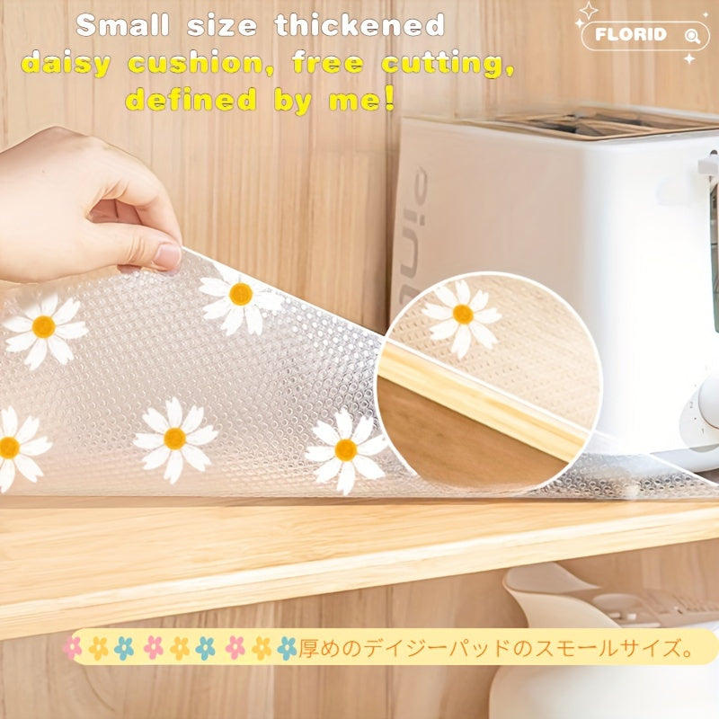EVA Waterproof Shelf Liner with Daisy Pattern Non-Adhesive Drawer Mat for Kitchen Cabinets