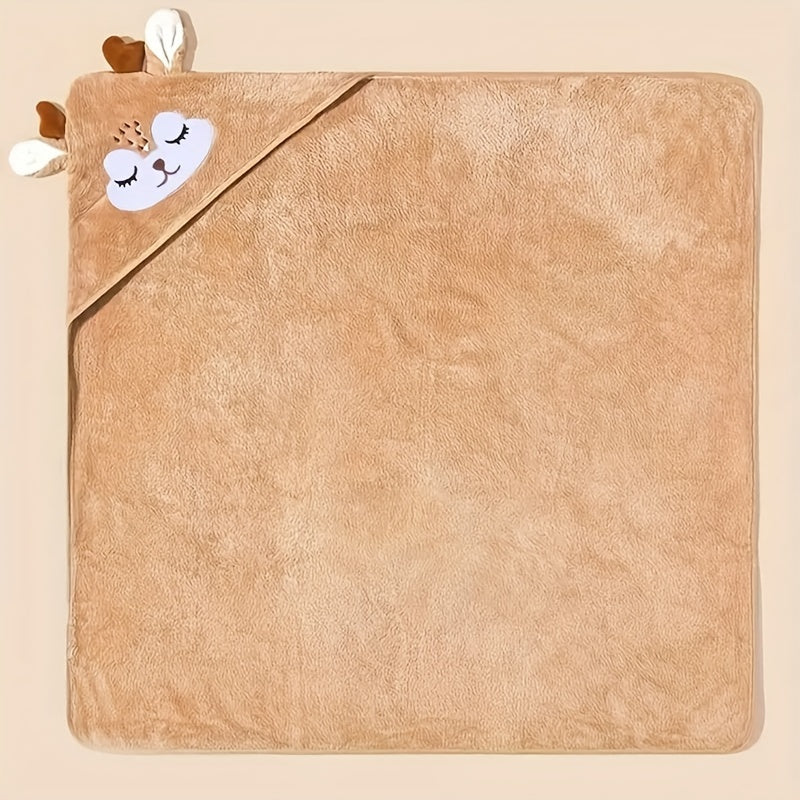 Милый мультяшный халат для детей с оленем - Уютный, дышащий и высоко впитывающий полотенце-обертка для детей, идеально подходит для отдыха и путешествий, легко стирается в стиральной машине - Хаки