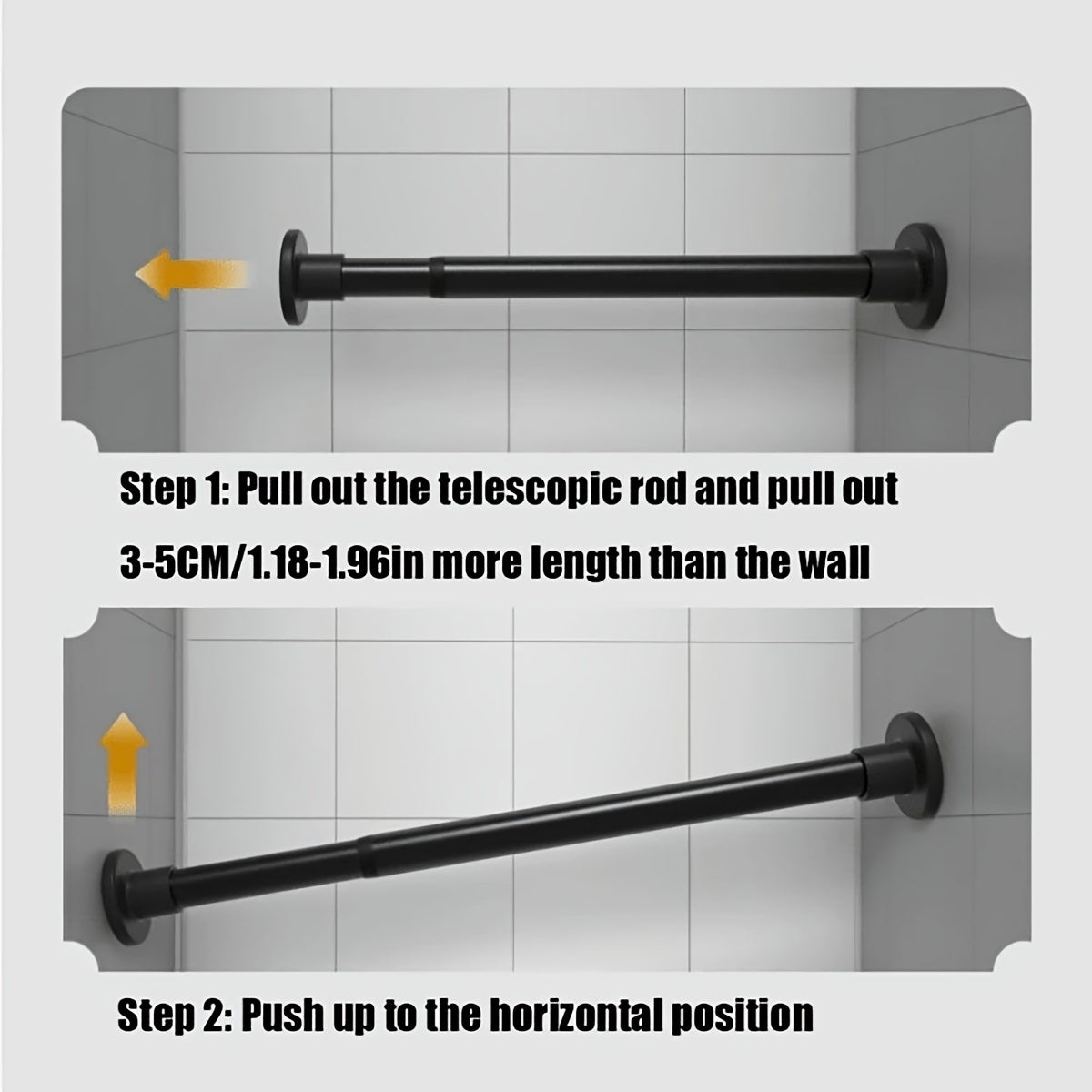 Ichki prujinasi bo'lgan teleskopik tayoq turli foydalanishlar uchun kuchli tortish kuchini ta'minlaydi, masalan, dush pardalari, quritish tokchalari, deraza bezaklari, Rim tayoqlari va shkafni qo'llab-quvvatlash.