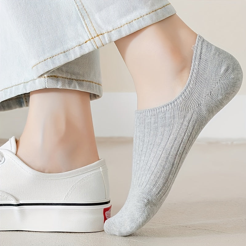 Men's Invisible Socks 5 Pairs Breathable Sweat-Resistant Anti-Odor Solid