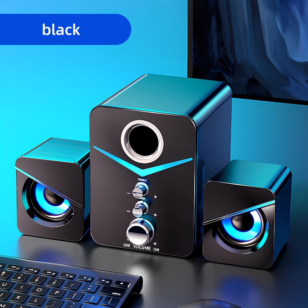2.1 Channel Desktop Stereo Speakers with LED Lighting for PC, Laptop, Game Console