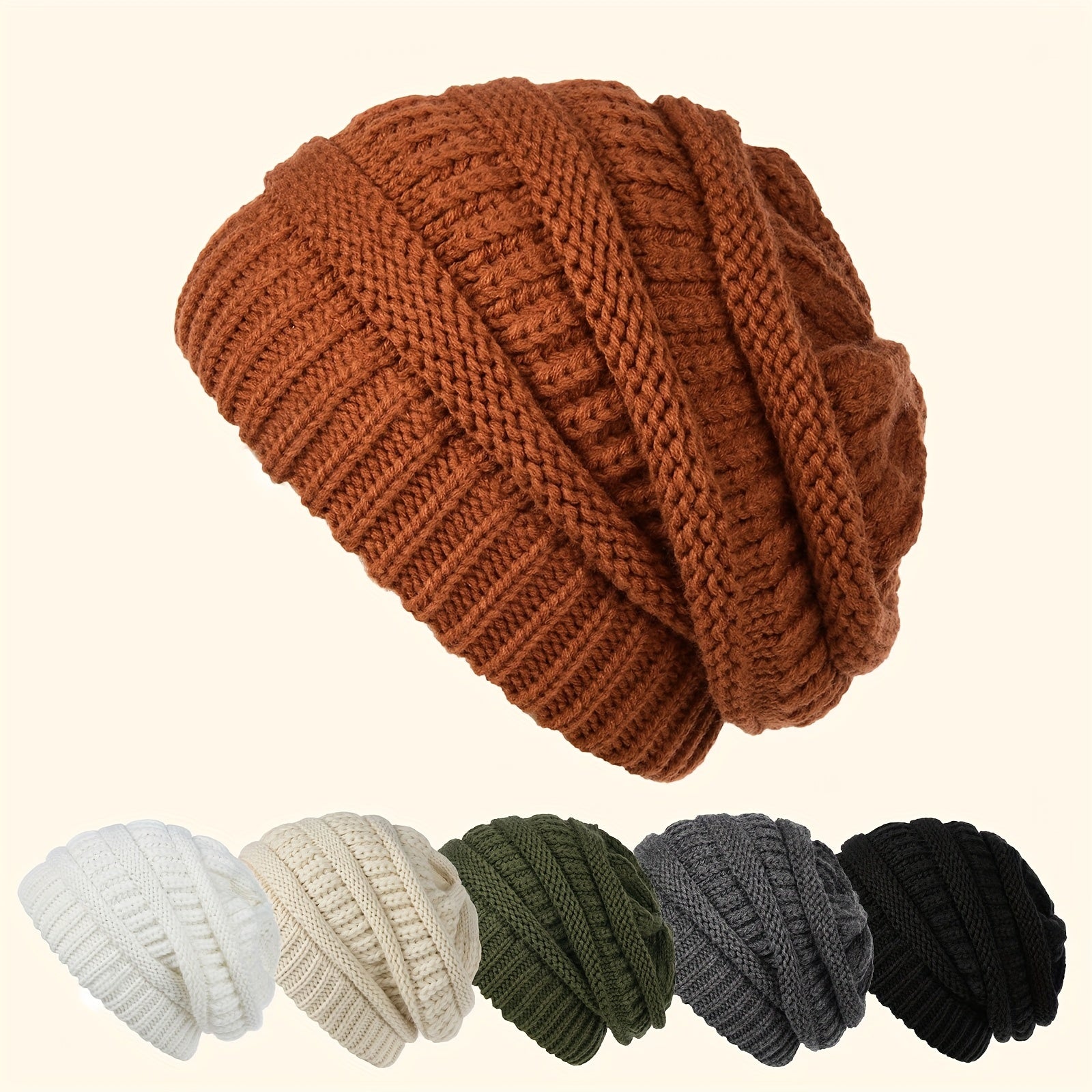 Slouchy Knit Winter Beanie Unisex Warm Hat for Cold Weather Holidays