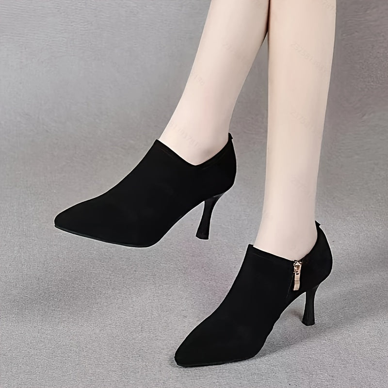 Women's Pointed Toe Stilettos Matte Black Slip-Resistant TPR Sole All-Season