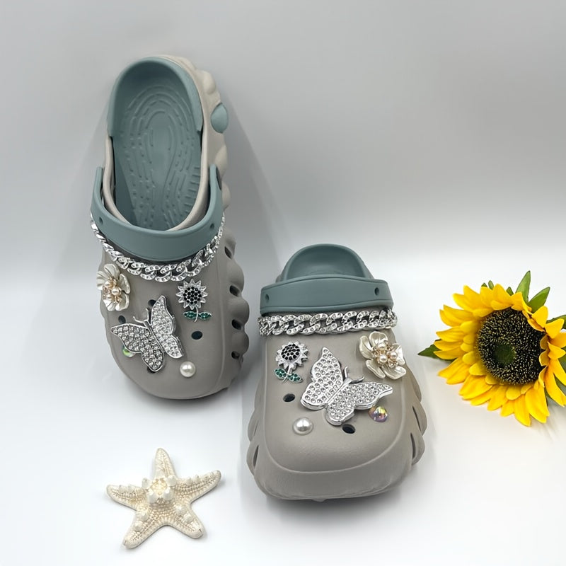 Women's Breathable EVA Sandals with Butterfly Chain Detail, Adjustable Straps