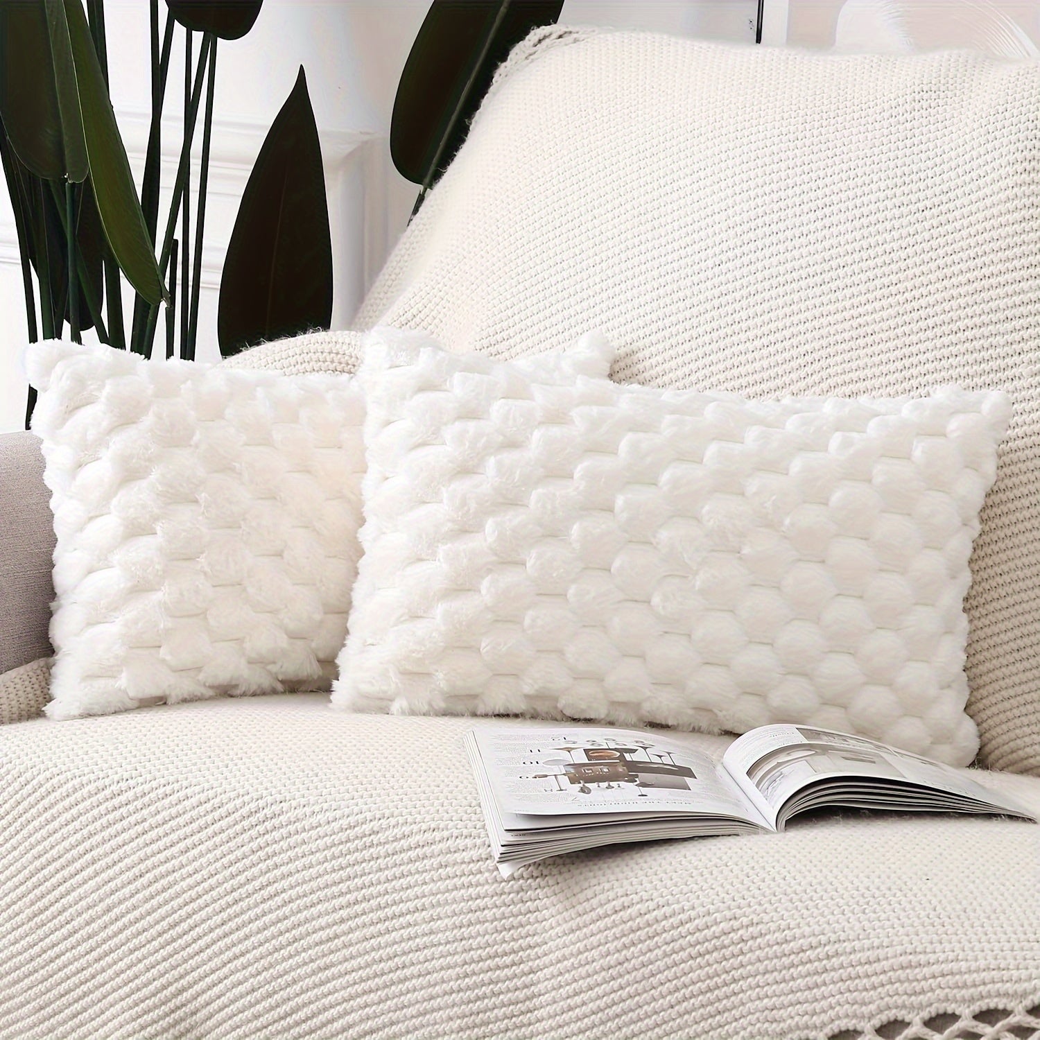 2-набор мягких подушек из искусственного меха с застежкой-молнией, машинная стирка и универсальные для домашнего декора или подарков на Рождество.