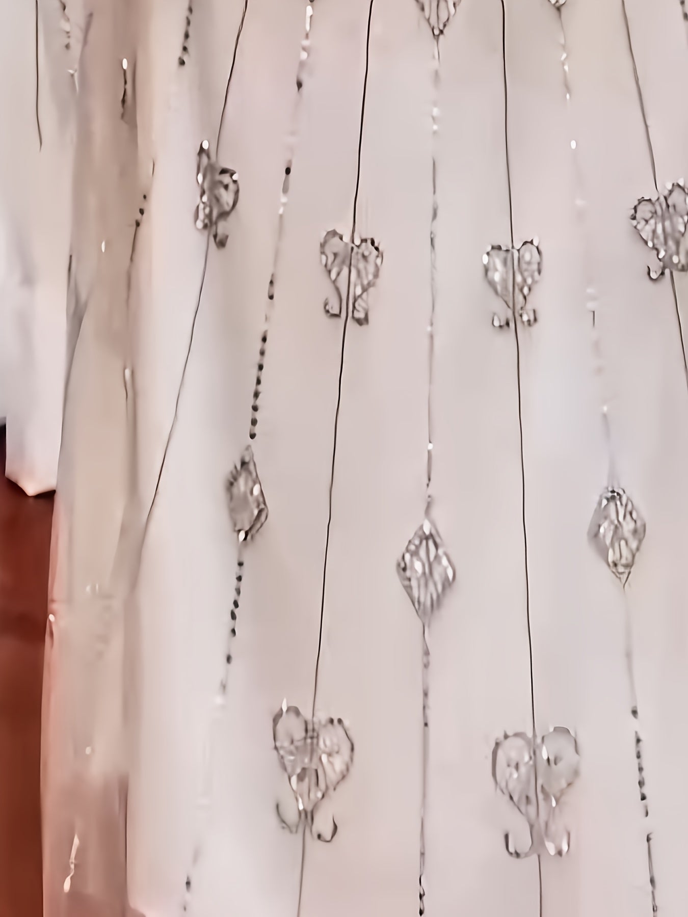 Women Beaded A-Line Evening Gown with Sequin Detailing Long Sleeve Red