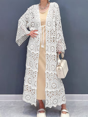 Cárdigan de punto suelto para mujer, de color sólido, semi-translúcido, de algodón y poliéster, casual, para todas las estaciones