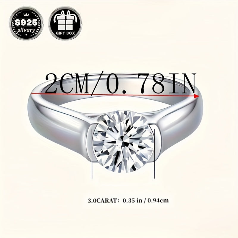 Sterling Silver Ring 3 Carat Cubic Zirconia Engagement Wedding Anniversary Jewelry