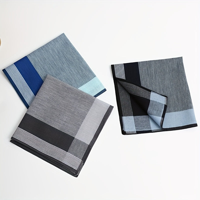 Men's Cotton Handkerchiefs Pack of 3 Lightweight Yarn-Dyed Plaid Quick-Dry Absorbent