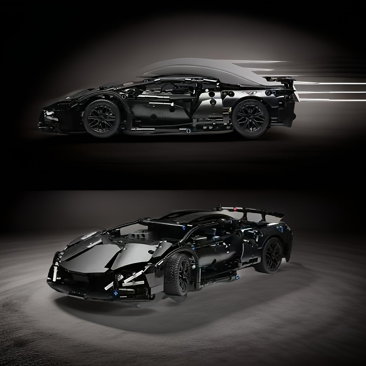 1314-Piece Black Sports Car Building Block Set for Adults and Teens