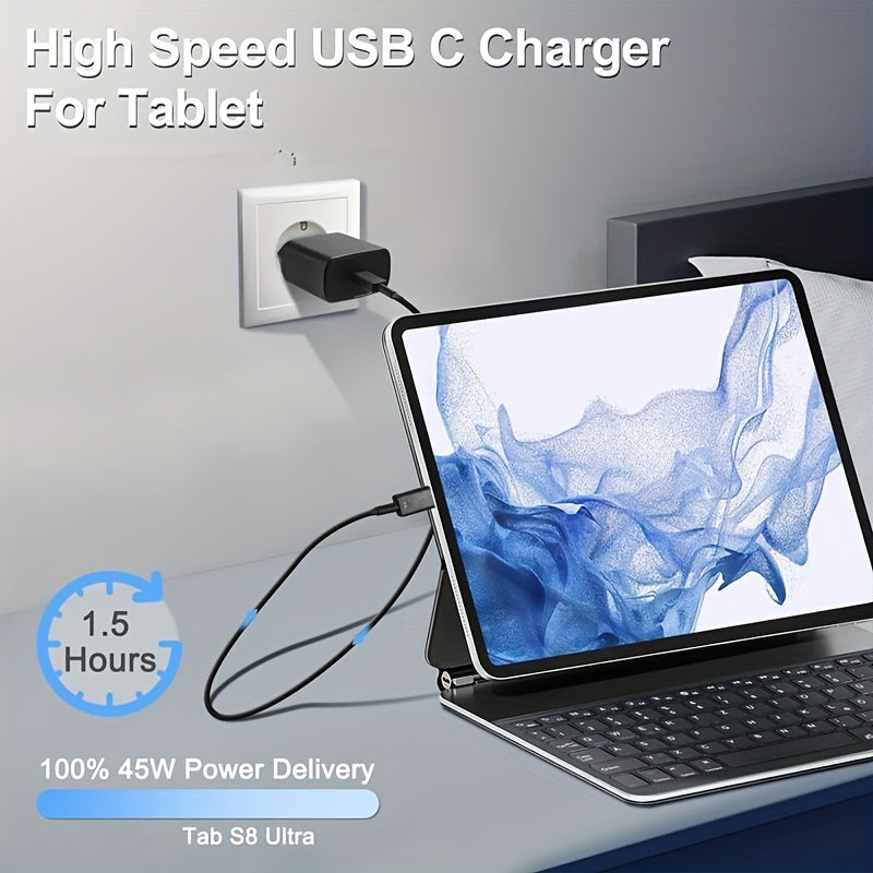 45W USB-C Fast Charger with PD 3.0 and 1M Cable for Travel Compatible with Samsung iPhone 15 16 Series