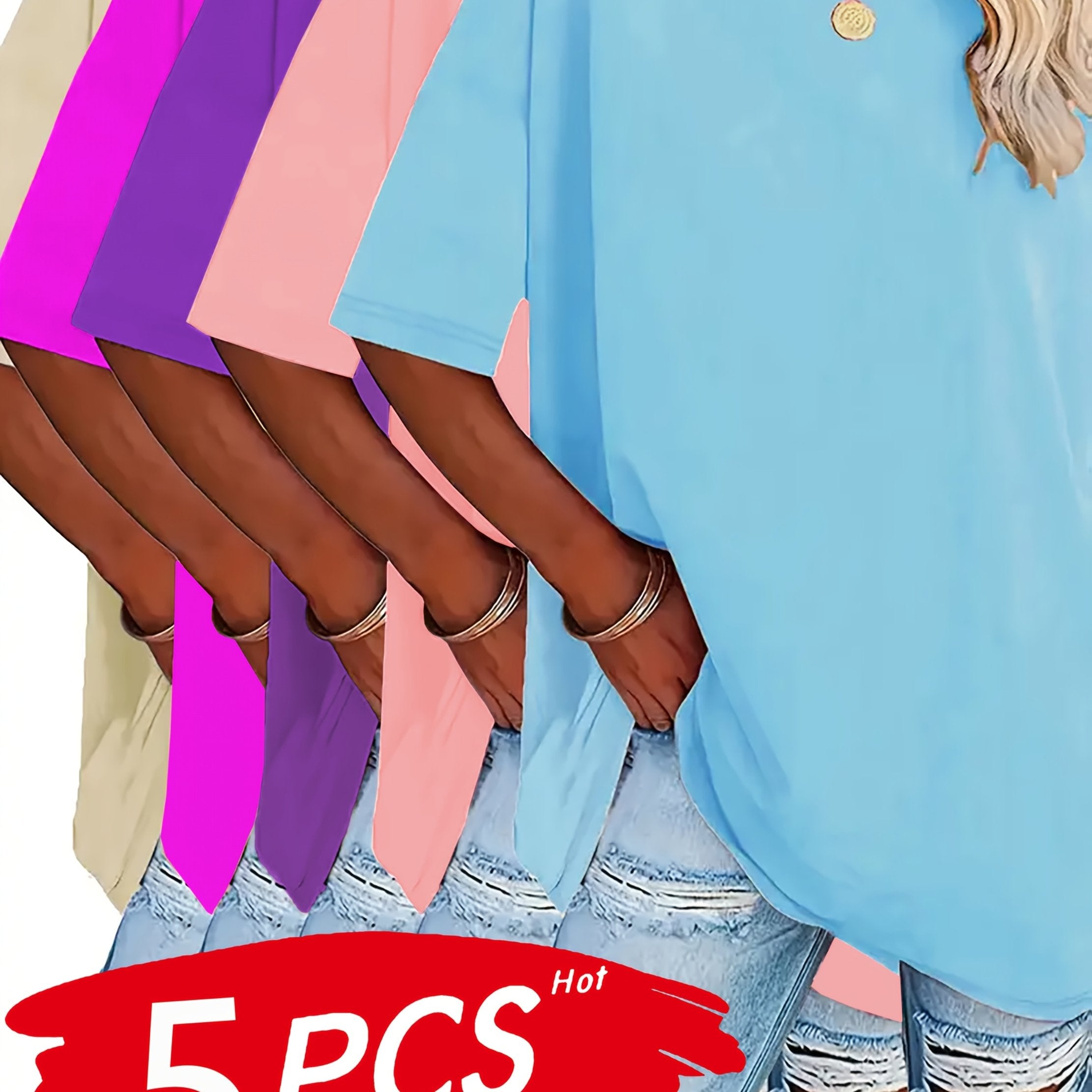 Women's Plus Size T-Shirts Pack Soft Breathable Short Sleeve Casual Top