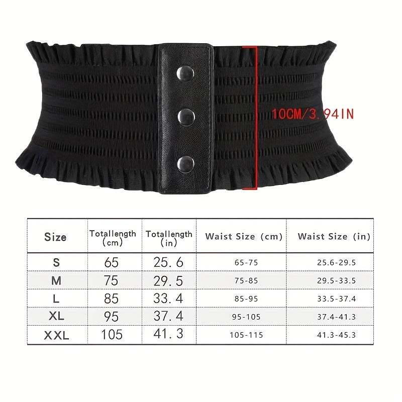 Vintage kiyinganlar va palto uchun 3 ta Ruffled keng kamarlar to'plami, elastik belbog' bilan
