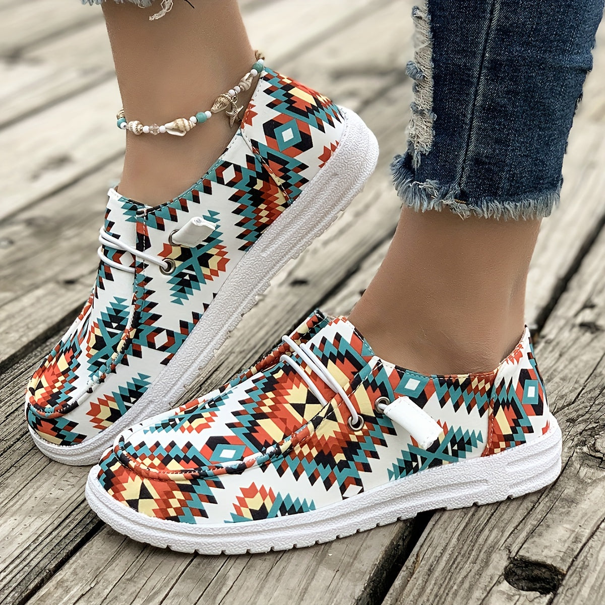 Women's Sneakers Breathable Geometric Pattern Casual Semi-Formal